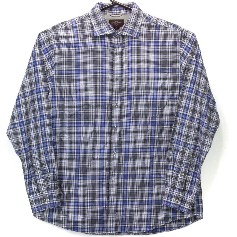 Black Brown 1826 Men's Button‎ Up LS Collared Shirt Size XL Multicolor Plaid euc
